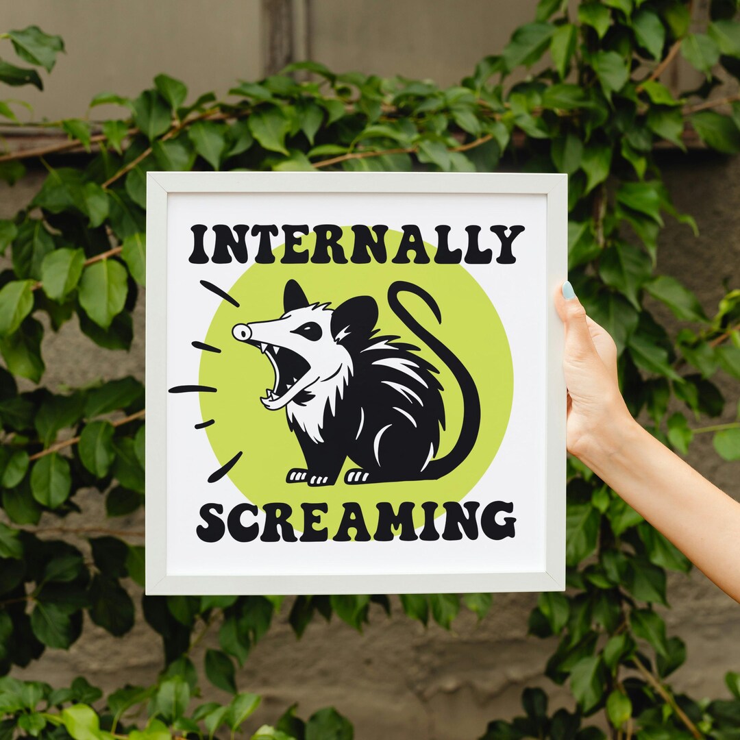 Internally Screaming - Funny Possum Wall Art - Animal Humour Home Decor ...