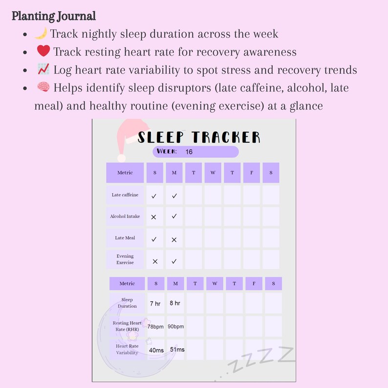 Weekly Sleep Tracker – Printable Sleep & Recovery Log - Etsy