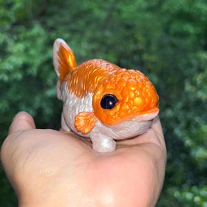 Robbie the Ranchu Goldfish with Legs | Polymer Clay Figurine | Desk Friend, Fantasy Creature Sculpture, Handmade Art