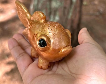 Dior the Goldfish with Legs | Polymer Clay Figurine | Desk Friend, Fantasy Creature Sculpture, Handmade Art