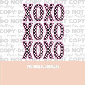 XOXO a scacchi con ricamo finto PNG digitale istantaneo Download. Design di abbigliamento vuoto. File digitale per sublimazione o stampa.