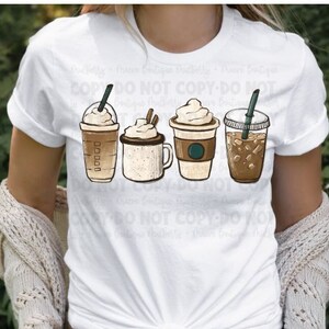 DTF Print Transfers for Coffee Lovers: Ready to Press Graphic Tees with Latte and PSL Designs
