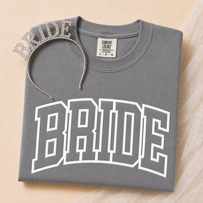 Bride Puff Transfer Vinyl Heat Press Wedding Bridal Shower Wifey Engagement Gift Bachelorette Party Fiancee Relationship Married Life image 13