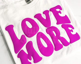 Love Theme Transfers Puff Heat Transfer Ready Press Blank Shirt Idea Personalized Love Apparel Design 3D Heart Clothing Neon