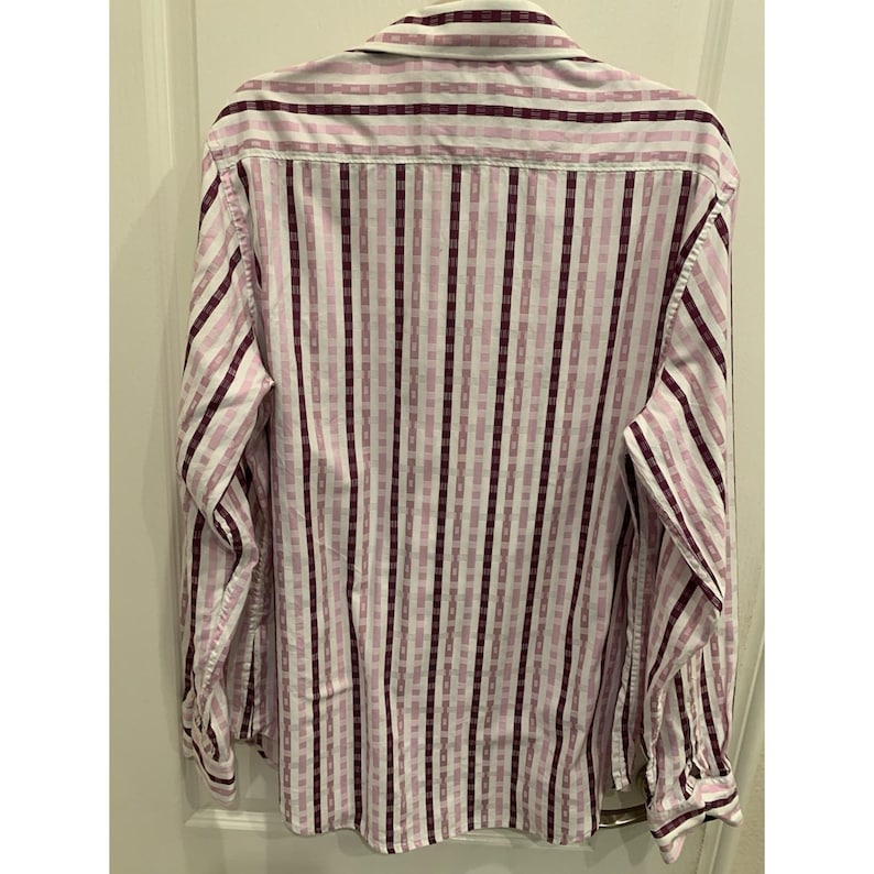 Robert Graham Pink Striped Button Up Shirt Mens Large 100% Cotton Embroidered image 2