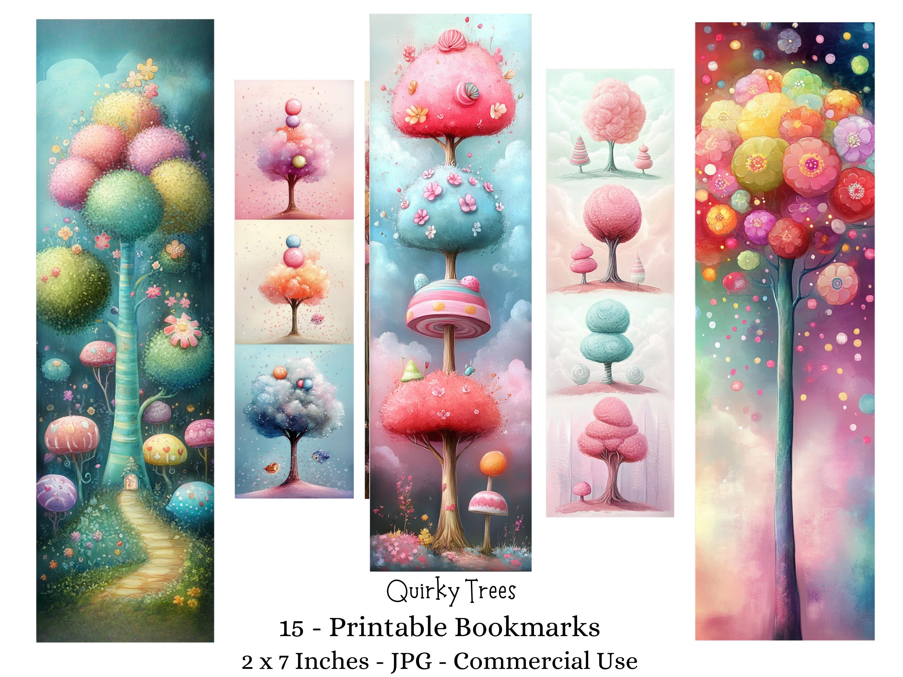 Whimsical Tree Bookmarks – Printable Kids Craft, Set of 15 (digital ...
