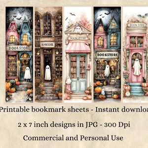 Whimsical Halloween Bookstore Bookmarks, Printable Kids Craft 15 JPG Bookmarks Digital Download image 6