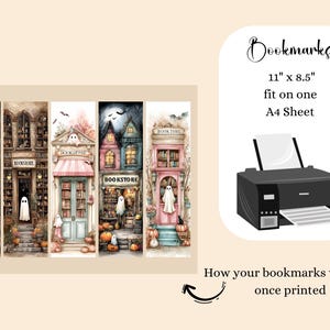 Whimsical Halloween Bookstore Bookmarks, Printable Kids Craft 15 JPG Bookmarks Digital Download image 7