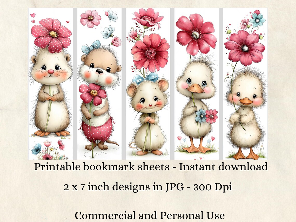 Woodland Animals Printable Bookmarks Digital Downloads 15 JPG Files ...