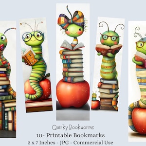 Marcapáginas imprimibles de ratones de biblioteca caprichosos (10 JPG) - Manualidades infantiles con recortes delicados, descarga digital