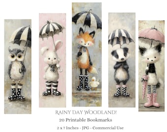 Woodland Animals Printable Bookmarks Digital Download 20 JPG Bookmarks