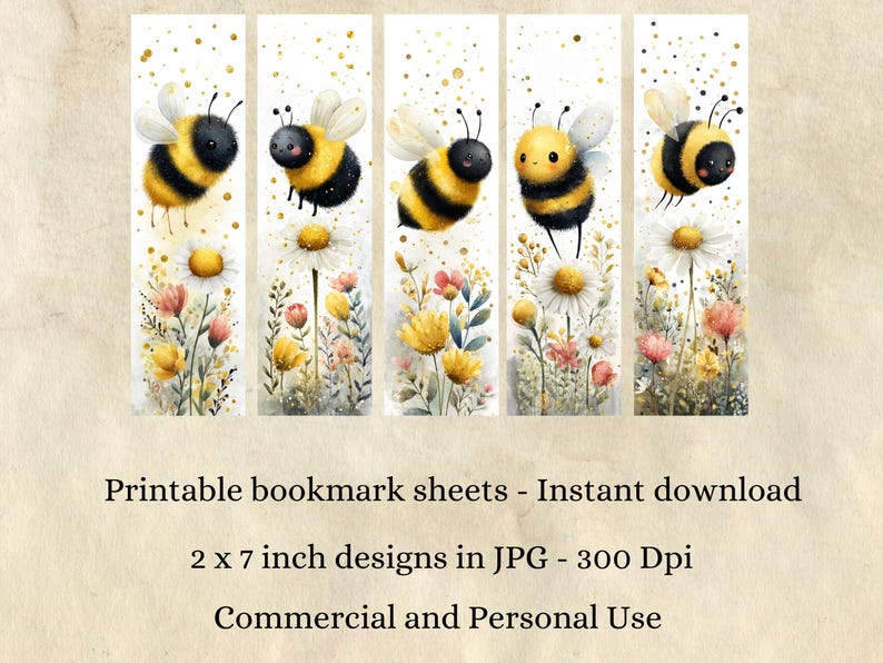 Butterfly & Bee Printable Bookmarks, Kids Craft - 20 JPG Bookmarks ...