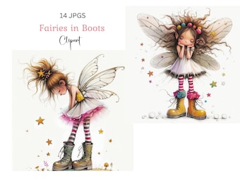 Whimsical Fairy Clipart: High-Res Watercolor JPGs - Digital Download