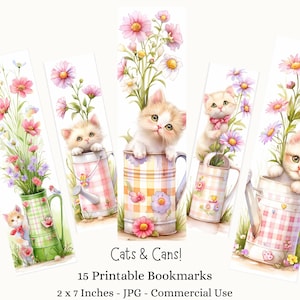 Marque-pages imprimables Funny Cats Téléchargements numériques 15 fichiers JPG Feuilles de marque-pages Artisanat pour enfants Chats mignons Chatons Marque-pages Ensemble de marque-pages originaux