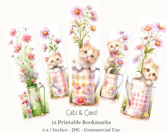 Funny Cats Printable Bookmarks | Kids Craft, Quirky Kittens 15 JPG Bookmarks Digital Download