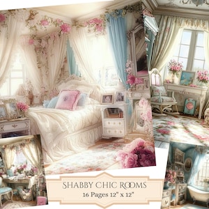 Shabby Chic Rooms Images Digital Art Printable Kit Instant Digital Download Vintage Images Scrapbooking Journaling Card Making Vintage Rooms