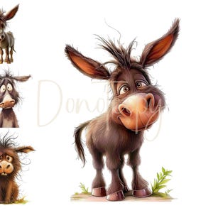 Grappige ezel grillige ezel clipart 10 transparante PNG's grappige ezel clipart aquarel clipart printables ezel clipart, gekke dieren