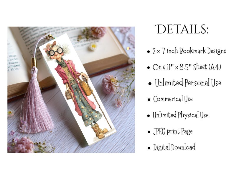 Quirky Old Ladies Printable Bookmarks 16 JPG Bookmarks Digital Download ...