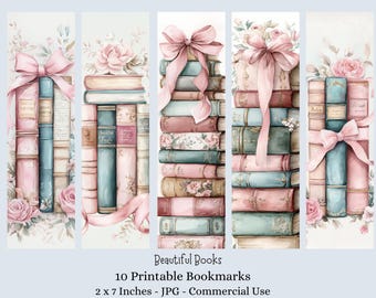 Vintage Books Printable Bookmarks Digital Downloads 10 JPG files Bookmark Sheets Kids Craft Book Lover  Reading Bookmark Set Ephemera
