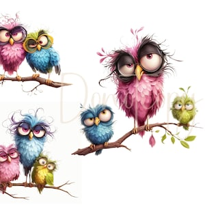 Quirky Birds Whimsical Bird Clipart 15 Funny Bird Clipart Hi Res JPGs Watercolour Clipart Printables Digital Download  Cute Birds Clipart