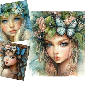 Whimsical Fairy Clip Art 14 High Res Watercolor Clipart JPG for Junk Journaling, Scrapbooking, Card Making, Digital Download Kit, Home Decor