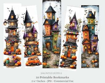 Haunted Hotels Bookmarks, Halloween Kids Craft 10 JPG Bookmarks (Digital Download)