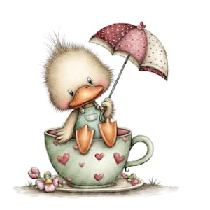 Animals in Tea Cups Clip Art 13 Transparent PNGs Watercolour Clipart Scrapbooking, Digital Download