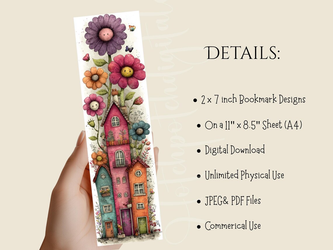 Whimsical Houses Printable Bookmarks, Quirky Cottagecore Art Digital ...