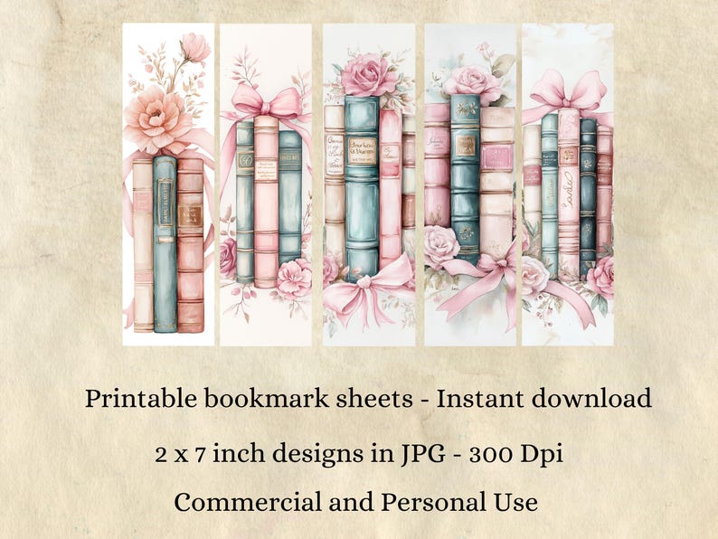 Vintage Books Printable Bookmarks Digital Downloads 10 JPG Bookmarks ...
