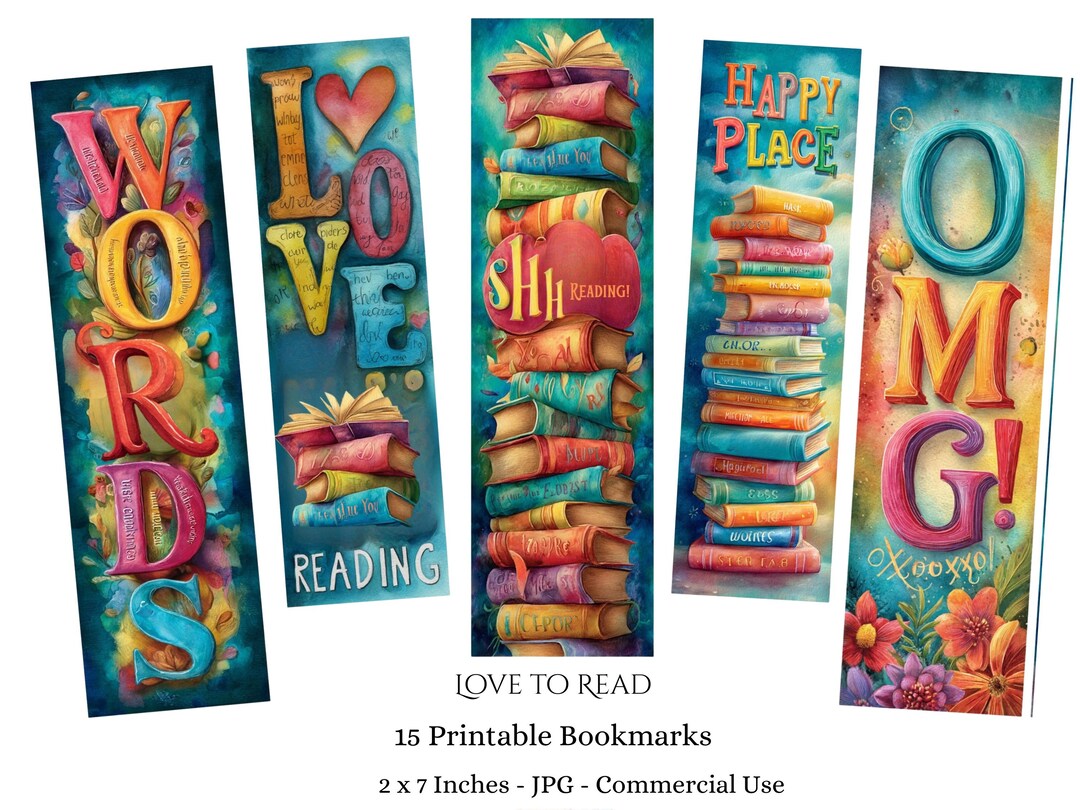 Whimsical Love to Read Bookmarks, Watercolour Style, Printable 15 ...