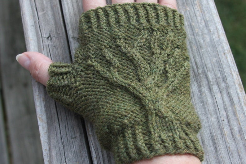 Tree of Life Fingerless Gloves Knit PATTERN PDF image 1