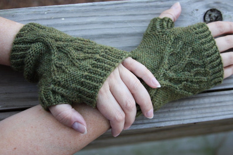 Tree of Life Fingerless Gloves Knit PATTERN PDF Etsy