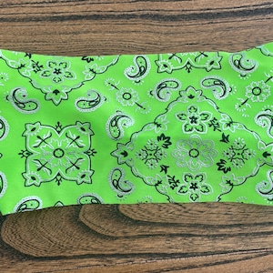 Bright Green Bandana Headband | Workout Headband | Fitness Headband | Spandex Headband |
