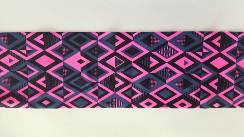 Yoga Headband Workout Headband Fitness Headband Spandex Headband Wide Headband Aztec Print Running Headband Pink Headband image 2