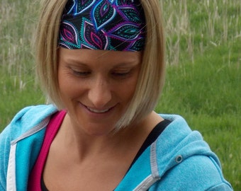 Performance Headband | Peacock Print | Workout Headband | Fitness Headband | Yoga Headband |