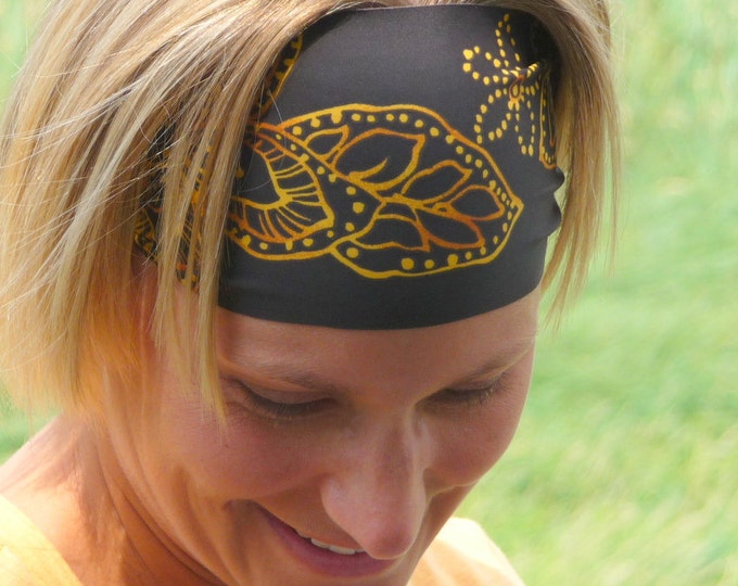 Dark Brown Headband With Gold and Copper Print Etsy