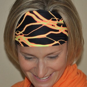 Workout Headband | Fitness Headband | Harley Headband | Biker Headband |Black and orange stretch headband