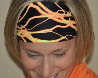 Workout Headband | Fitness Headband | Harley Headband | Biker Headband |Black and orange stretch headband