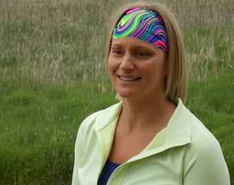 Performance Headband |Workout Headband | Fitness Headband | Yoga Headband | Neon Swirly