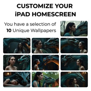Fantasy Dragon iPad Wallpaper Pack x10, Tablet Wallpaper, High Res 4:3, Aesthetic Background, Magical Lock Screen, Whimsical, Papier Peint