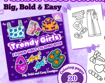 Fashion Coloring Pages Bold & Easy Outfits to Color Printable Fashion Vibes Coloring Book Fun and styliing Clothes Accessories Digital PDF