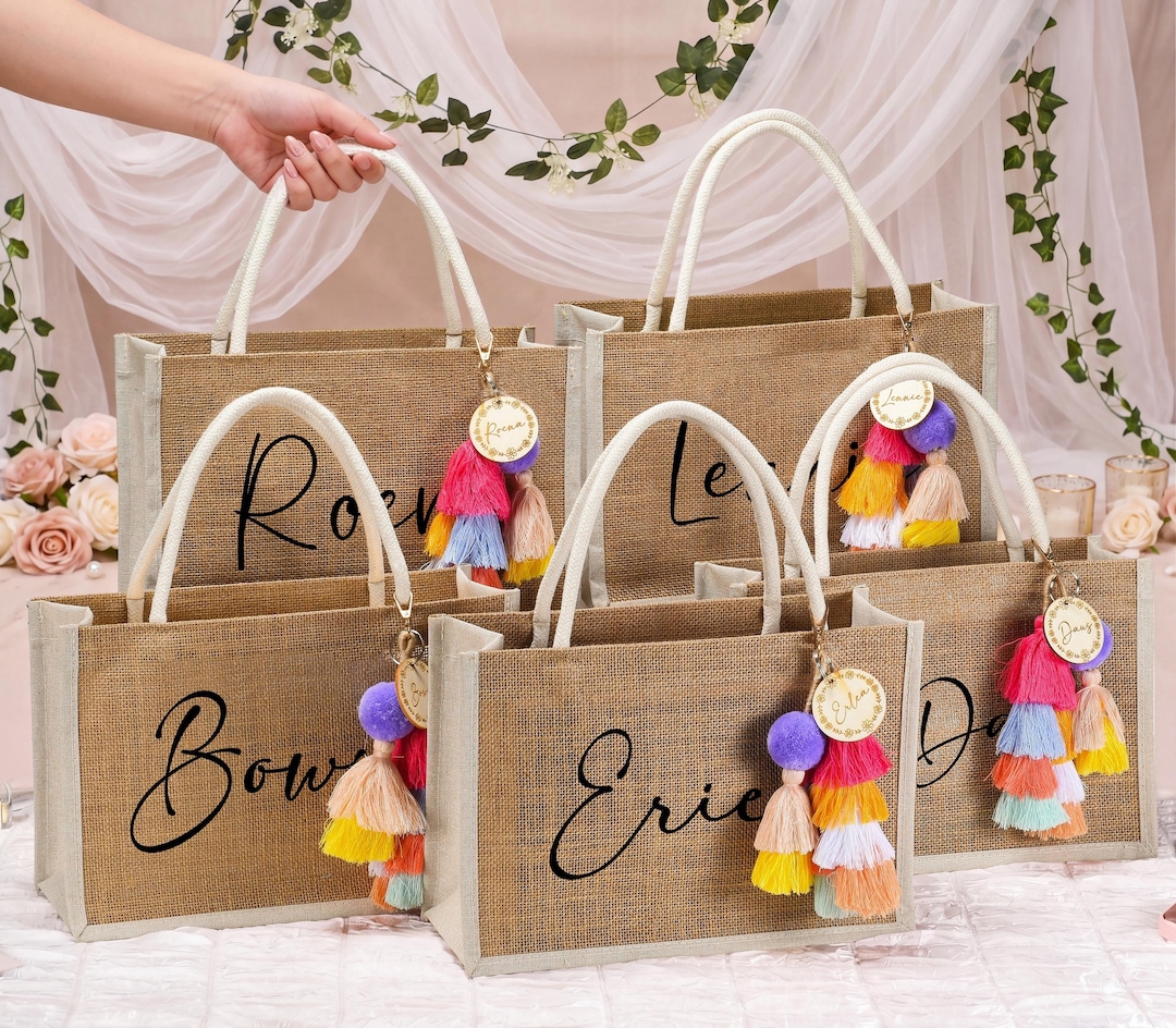 Personalized Bridesmaid Gift Bag With Charm,bachelorette Party Bag ...