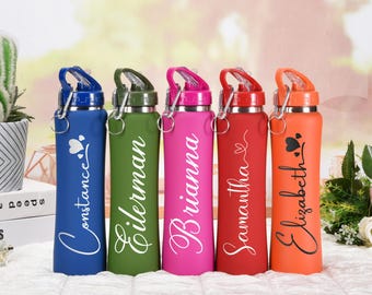 Personalized Water Bottle, Stainless Steel Bottle with Straw, Name Water Bottle, 20oz Insulated Water Bottle, Sports Water Cup, Gym Gifts