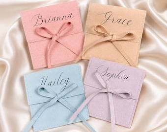 Personalised Jewellery Pouch - Custom Suede Name Gift, Bridesmaid Keepsake
