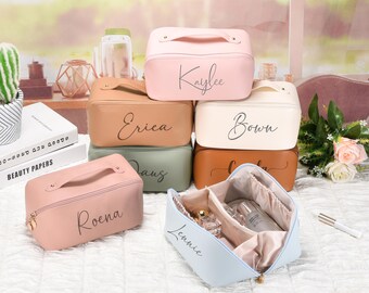 Bolsa de maquillaje, regalo para ella, regalos para damas de honor, regalos para mejores amigas, regalos para mujeres, regalos para damas de honor, regalo para dama de honor, bolsa de cosméticos, bolsa de maquillaje de cuero