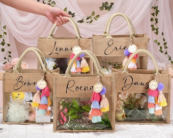 Bolsa de regalo personalizada, bolsas de dama de honor, bolsa de playa de regalo, regalos de dama de honor, recuerdo de despedida de soltera, bolsa de yute, regalo de fiesta nupcial, bolsa de agradecimiento
