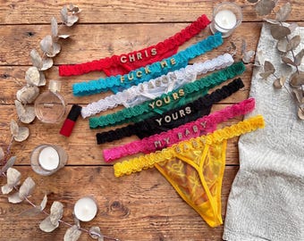 Tangas personalizadas con nombre: Tanga personalizada, Tanga de encaje elástico