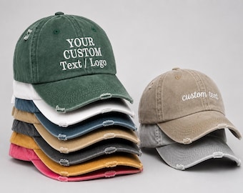 Personalisierte Dad Cap, individuell gestickte Mütze, Baseballmütze mit Stickerei-Logo, Ihr eigenes Textmonogramm, Bachelorette, Small Business Merch