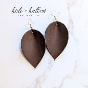 Brown Leather Earrings | Leather Leaf Earrings | Lightweight Earrings | Leather Petal Earrings | Genuine Leather Earrings | Petal Earrings
