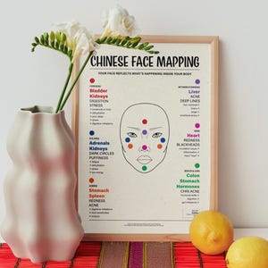 Chinese Face Mapping Chart | TCM Skin Health Guide | Colorful Acne Guide (Digital Download)